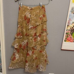 Walter Baker Floral pattern Maxi Skirt with Ruffle Embellishments